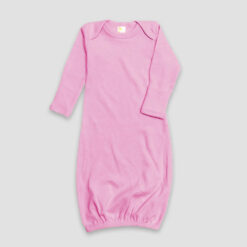 Baby Sleeping Gown With Fold Over Mittens – 100% Cotton Pink - LG2850P - The Laughing Giraffe®