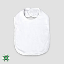 Baby Bibs With Scallop Trim – 2 Ply – Polyester Cotton Blend White - LG3469W - The Laughing Giraffe®