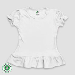 Toddler & Kids Short Sleeve Ruffle T-Shirts – Polyester Cotton Blend White - LG3577W - The Laughing Giraffe®