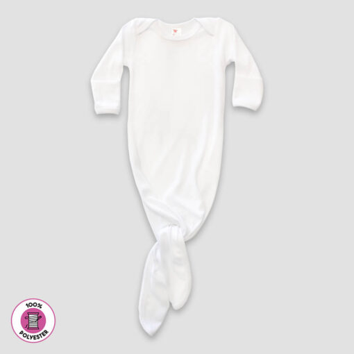 Baby Knotted Sleep Gowns With Mittens – 100% Polyester - White - LG4802W - The Laughing Giraffe®