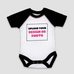 Wholesale Custom Baby One-Piece Bodysuits Short Sleeve Raglan - Custom Printed Baby Onesies