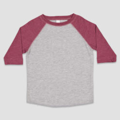 3330 Rabbit Skins - Toddler Baseball Tee - Vintage Heather/Vintage Burgundy - Custom Raglan Tee